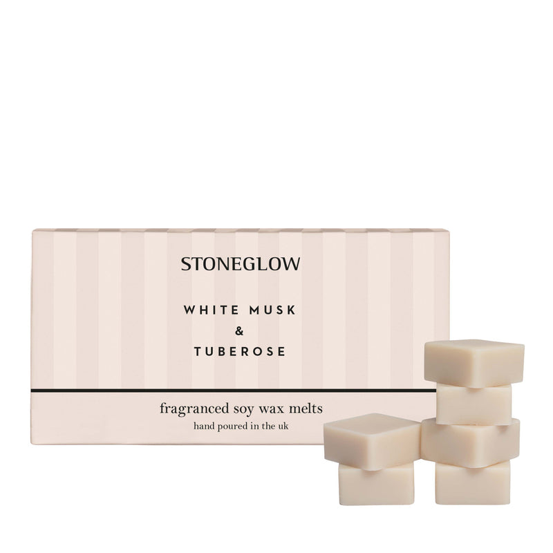 Stoneglow's White Musk and Tuberose fragranced soy Wax Melts from the Modern Classics collection