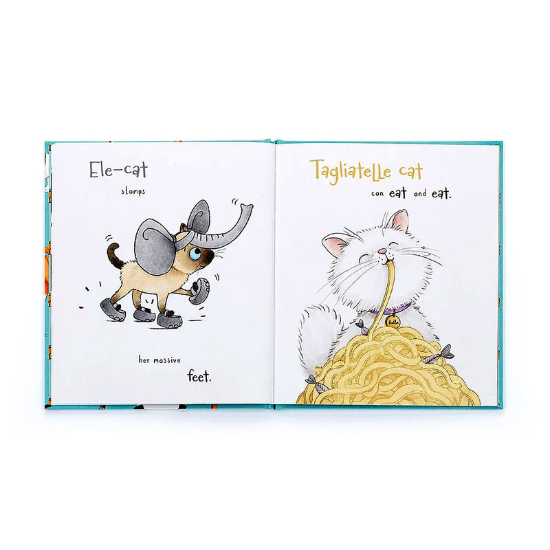 Inside the all kinds of cats book by Jellycat