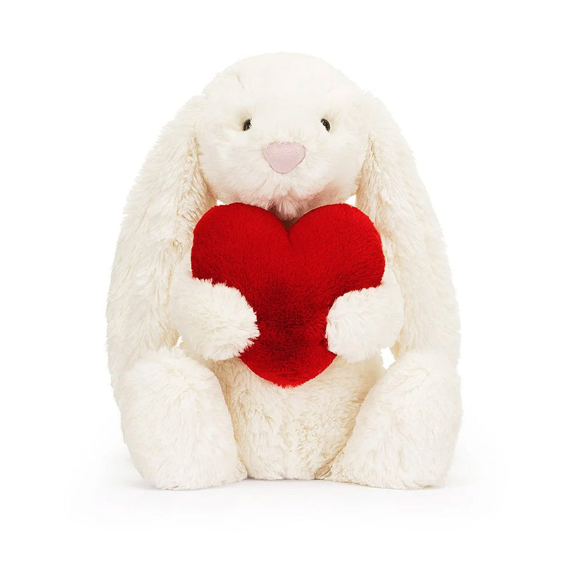 Jellycat Bashful Red Heart Medium front view sitting