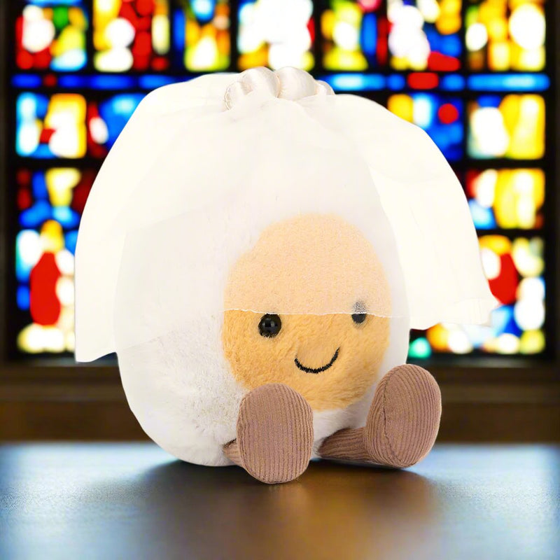 Soft toy egg dressed as a bride