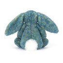 Jellycat Bashful Luxe Bunny Azure Original rear view showing white bobtail