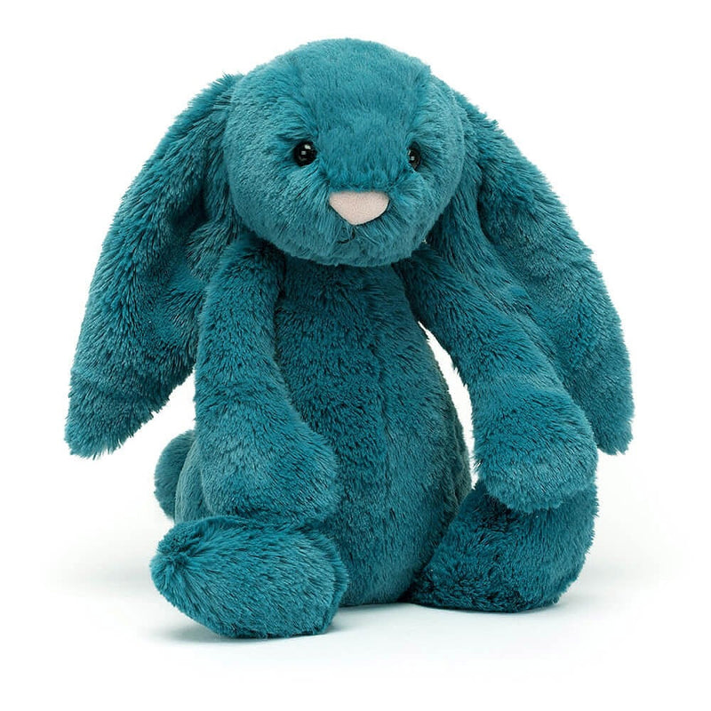 Jellycat Bashful Mineral Blue Bunny sitting front view