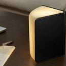 Black Leather Mini Book Light open close up