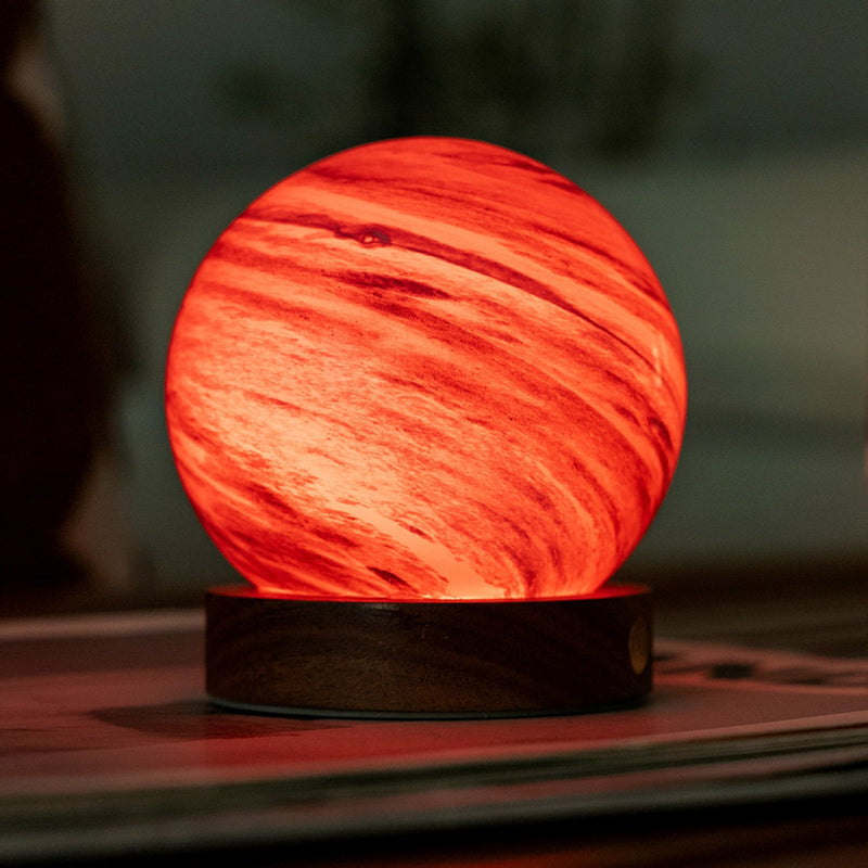 Mini Illuminated glass globe in red