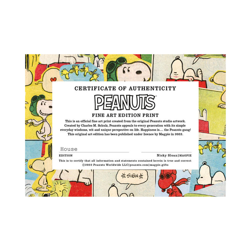 Peanuts House Framed Print Certificate of Authority