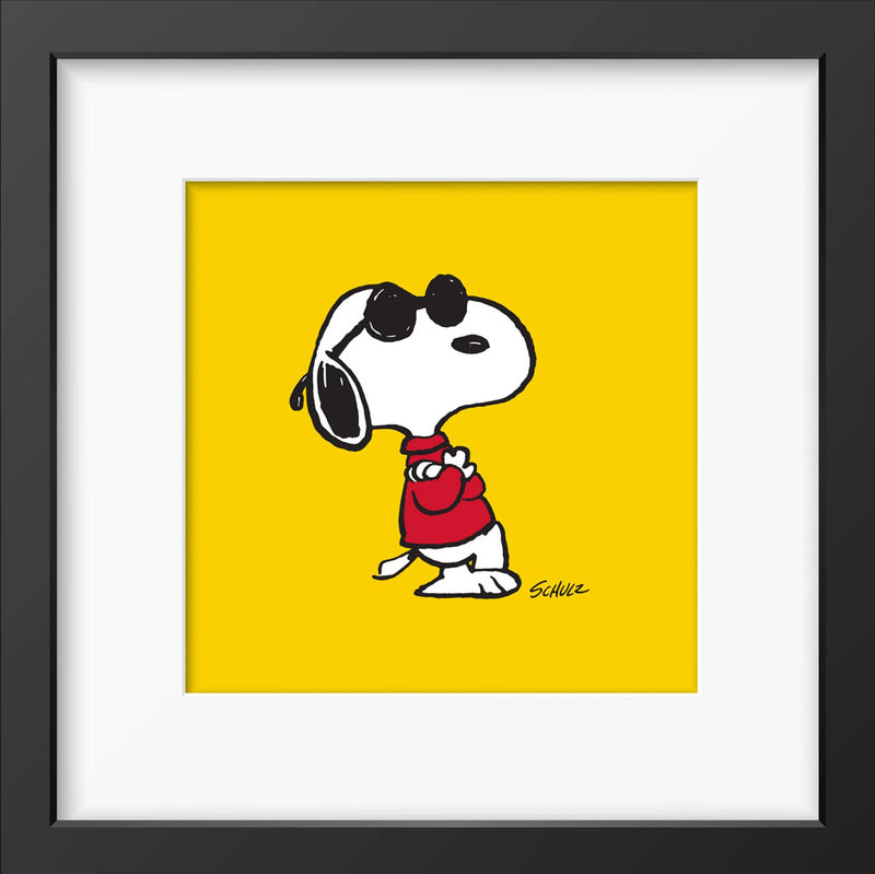 Snoopy and Peanuts Joe Cool framed print showing Snoopy wearing cool sunglasses