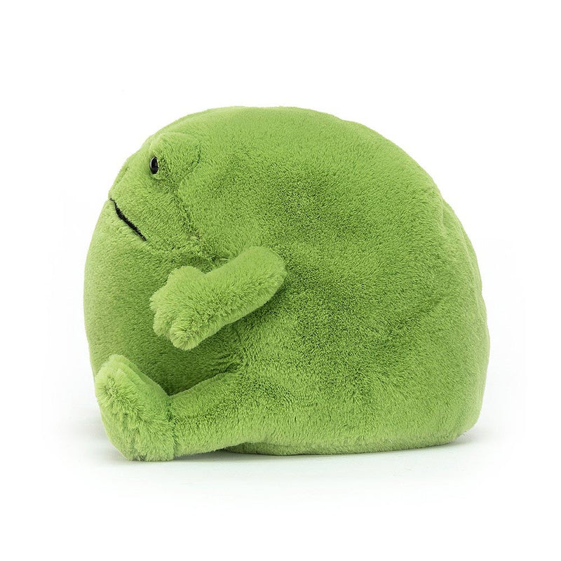 Pea-green Jellycat Ricky Rain Frog sitiing - side view