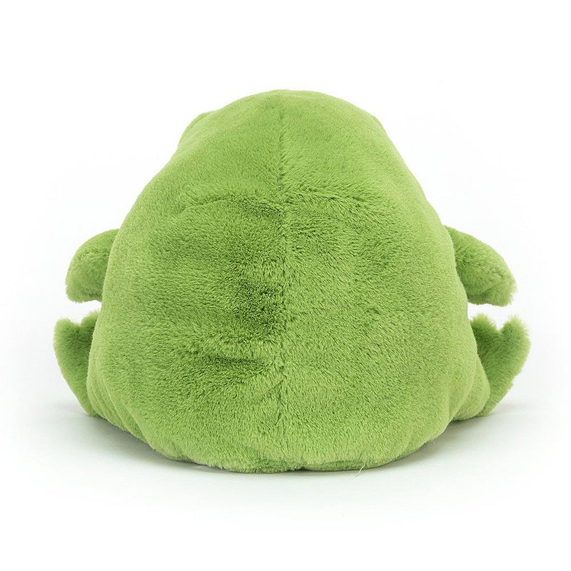 Pea-green Jellycat Ricky Rain Frog sitiing - rear view