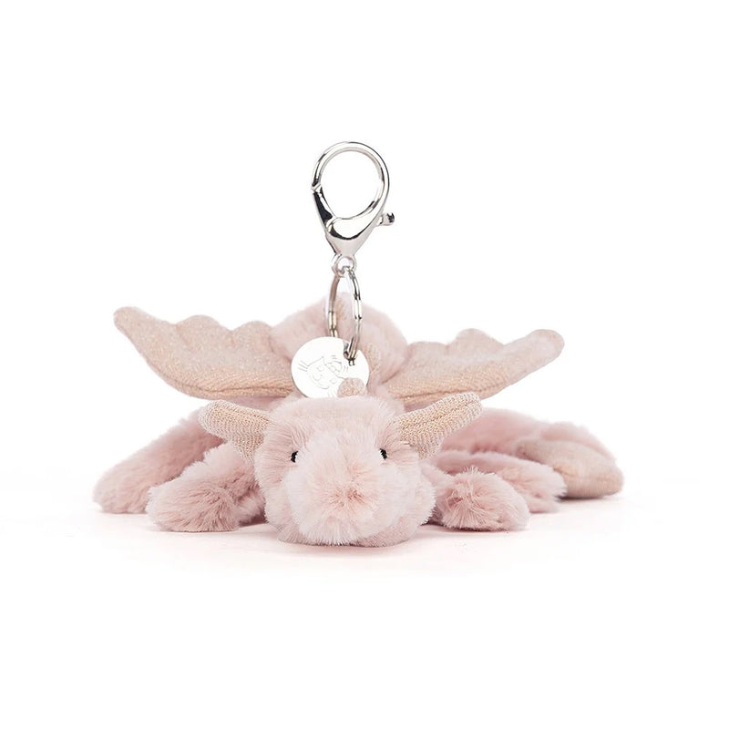Jellycat Rose Dragon Bag Charm Head on View