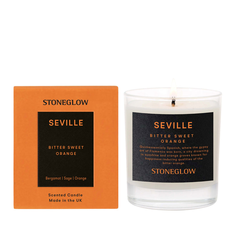 Seville Bitter Sweet Orange Scented Candle. Part of the City Explorer Collection by Stoneglow Candles