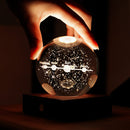 Illuminated Gingko Crystal Ball with solar system inside