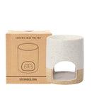 Stoneglow Candles Wax Melter in Ceramic shown with packaging