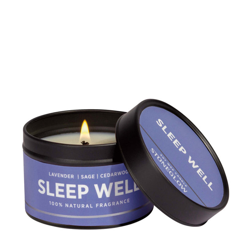 Wellbeing Sleep Well Scented Candle in Tin by Stoneglow