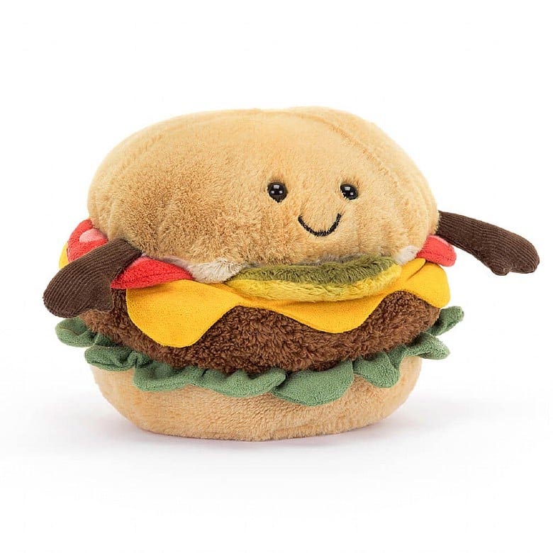 Jellycat Amuseable Burger front side view