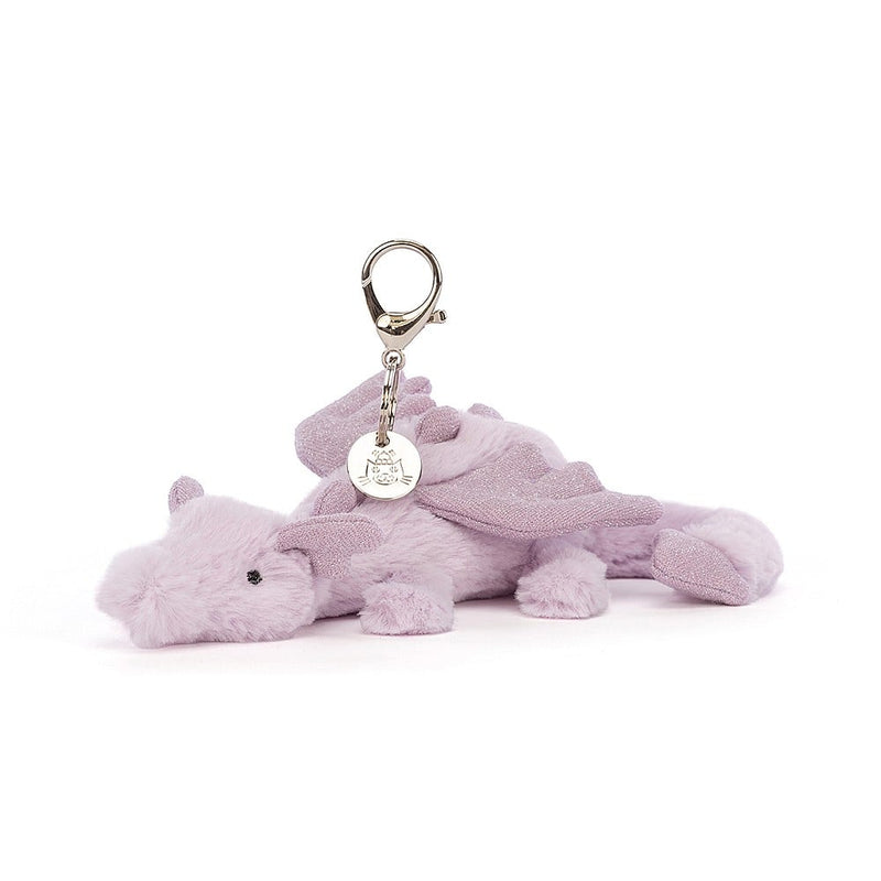 Jellycat Lavender Dragon Bag Charm  side front view