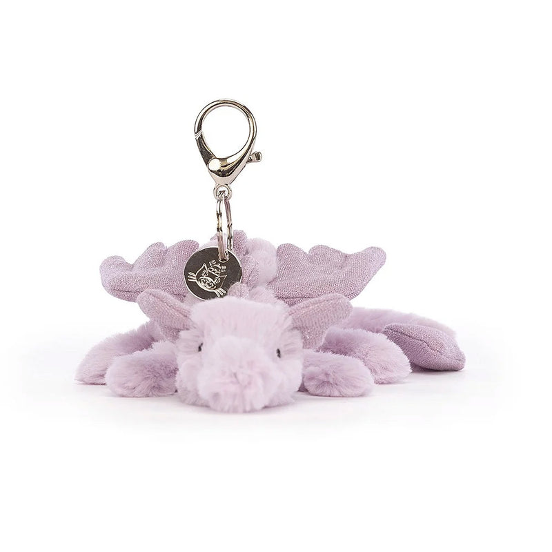 Jellycat Lavender Dragon Bag Charm  head on view