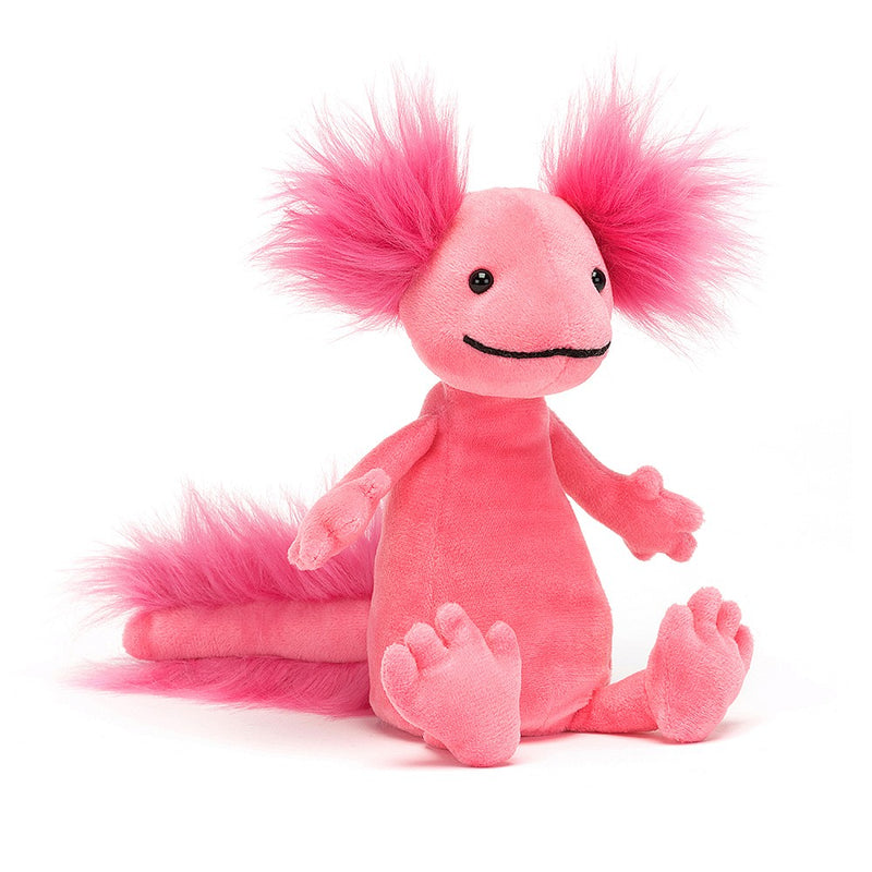 Jellycat Alice Axolotl small in pink shown sitting Front view