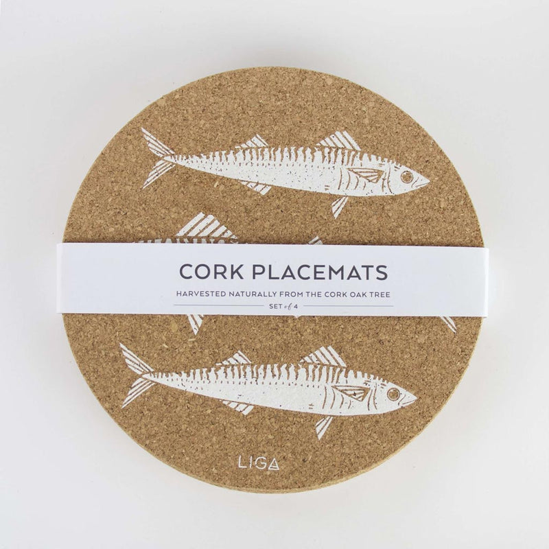 Cork Placemat Set - Mackerel