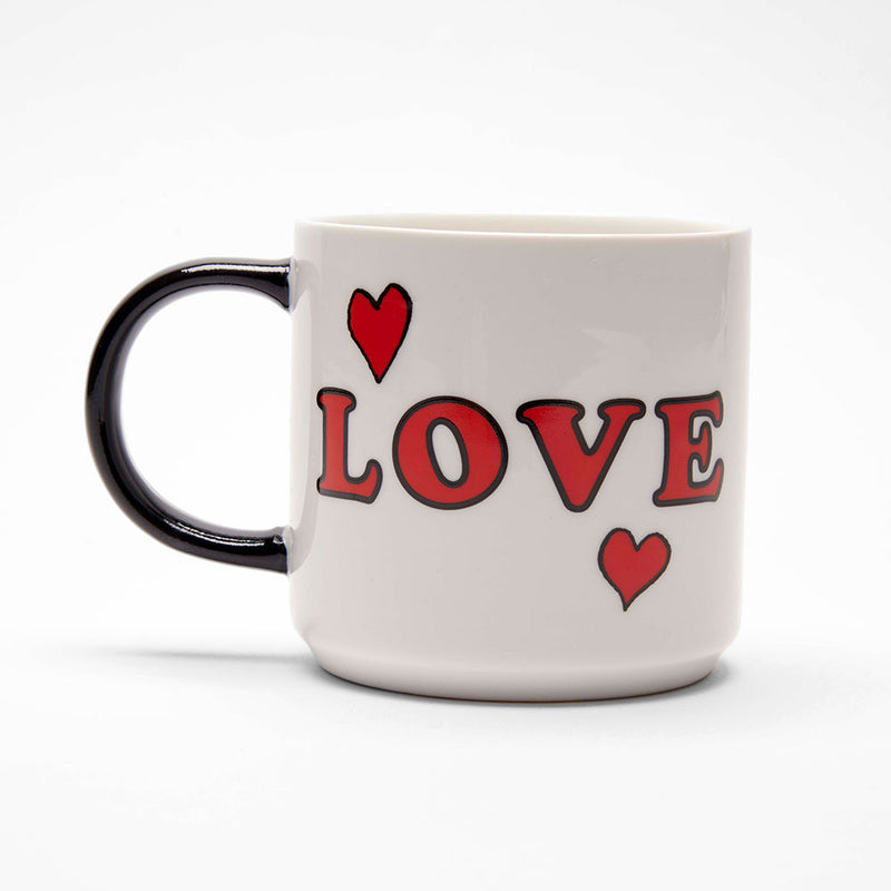 Snoopy and Peanuts Love mug showing the word Love
