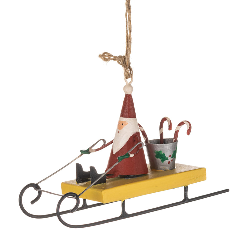 Candy Cane Santa on Sledge Hanging Decoration