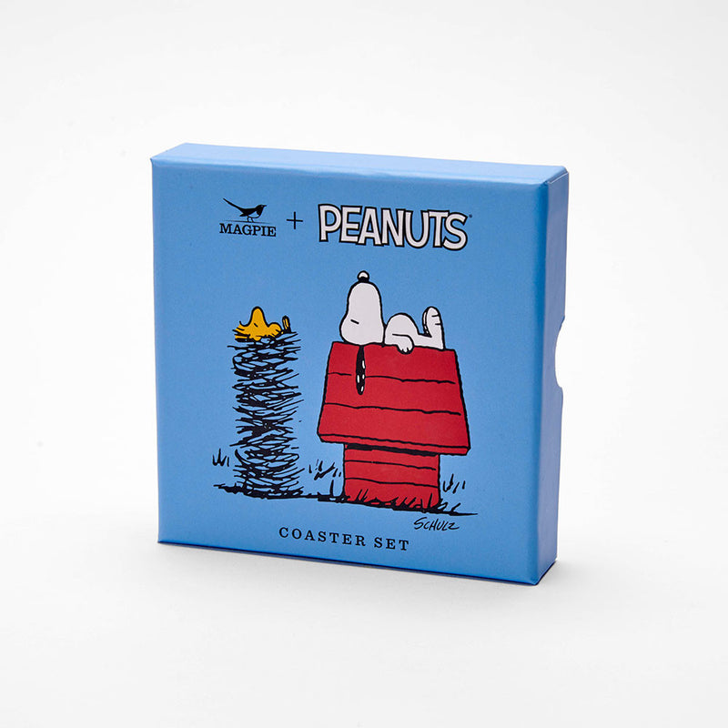 Peanuts Coaster Set Snoopy and Woodstock packaging