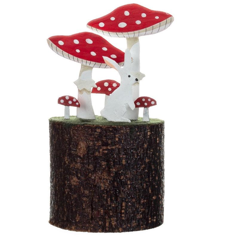 Toadstool and Hare on Log Decoration