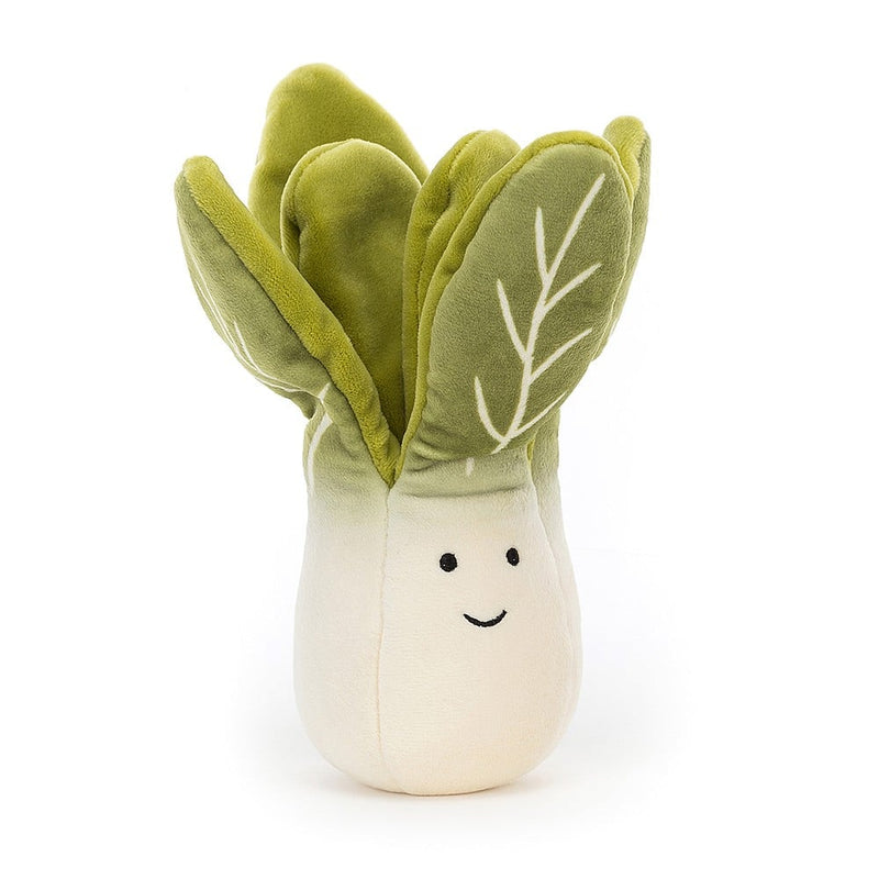 Jellycat Vivacious Vegetable Bok Choy with smiley face front view