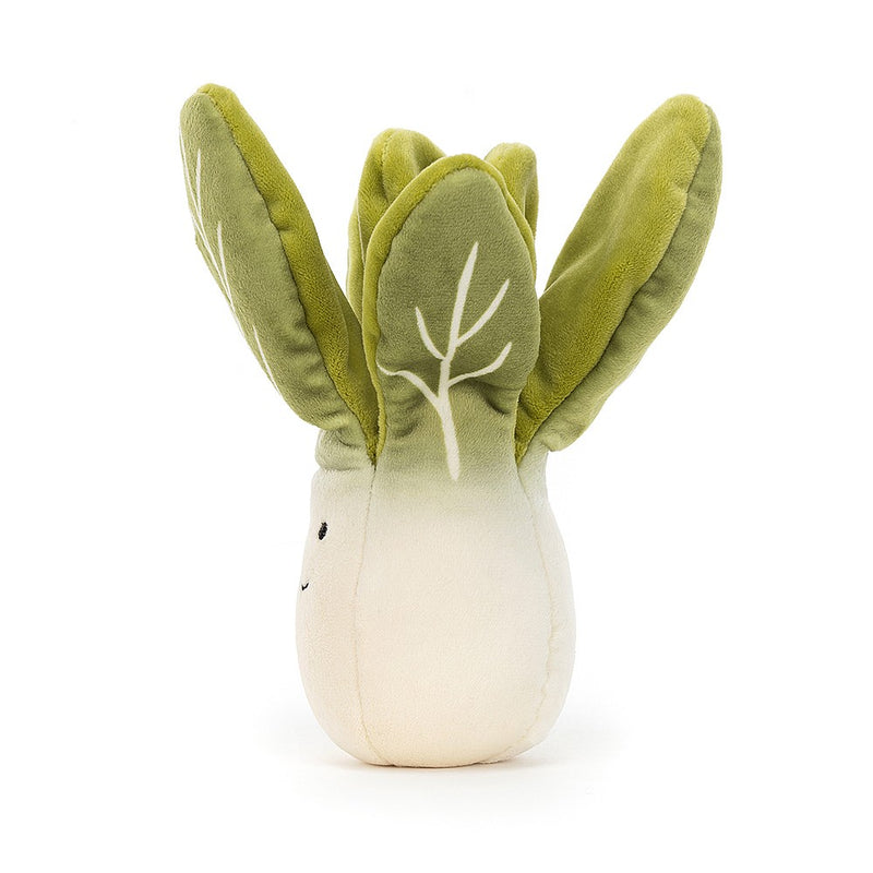 Jellycat Vivacious Vegetable Bok Choy with smiley face side view