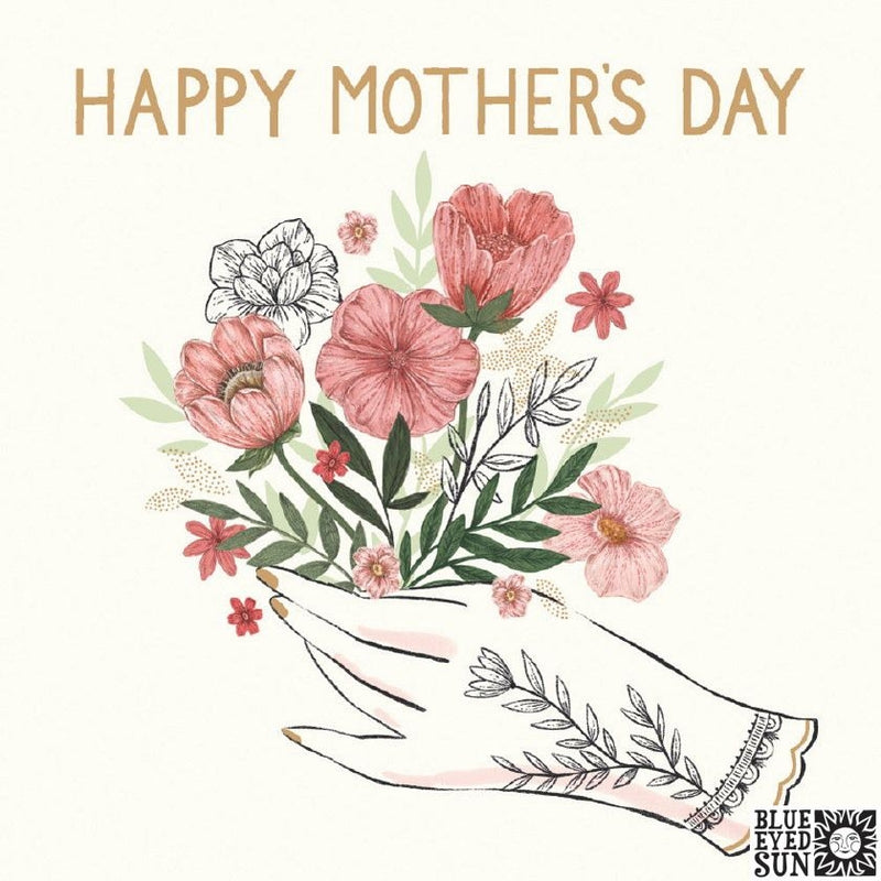 Happy Mothers Day Hand Posy - Mothers Day Card